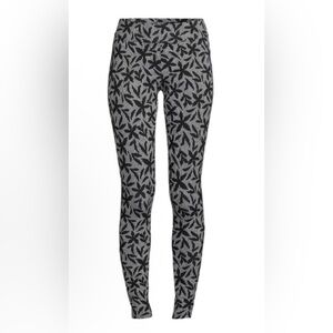 Lands' End Starfish Midrise Black Stripe Floral Knit Leggings